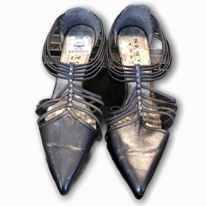 New York transit pewter silver bling strappy heel